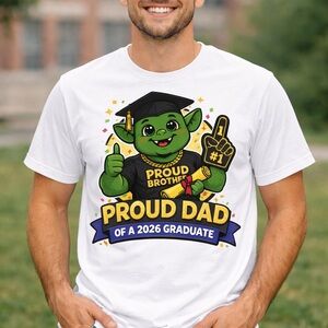 Proud Dad of a 2026 Graduate White Graphic Tee